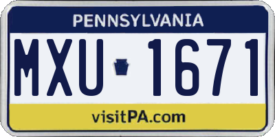 PA license plate MXU1671