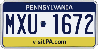 PA license plate MXU1672