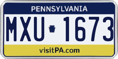 PA license plate MXU1673