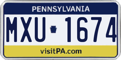 PA license plate MXU1674