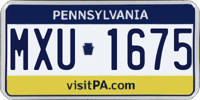 PA license plate MXU1675