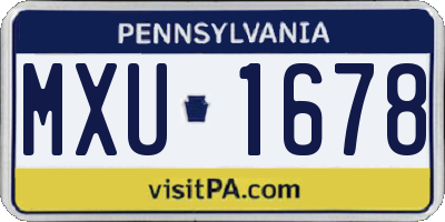 PA license plate MXU1678