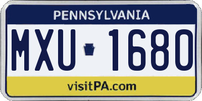 PA license plate MXU1680