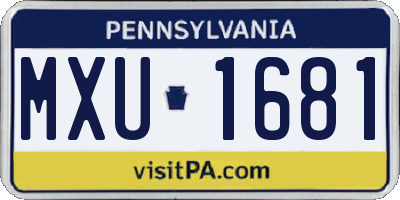 PA license plate MXU1681