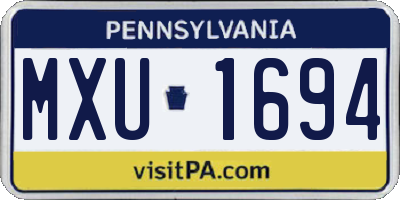 PA license plate MXU1694