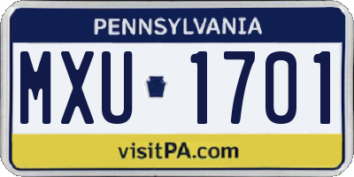 PA license plate MXU1701