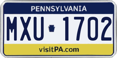 PA license plate MXU1702