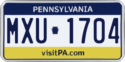 PA license plate MXU1704