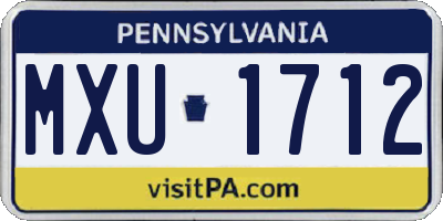 PA license plate MXU1712