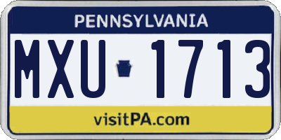 PA license plate MXU1713
