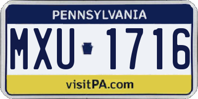 PA license plate MXU1716