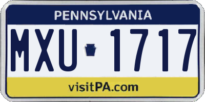 PA license plate MXU1717