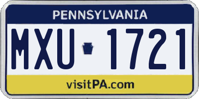 PA license plate MXU1721