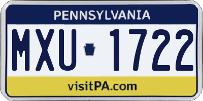 PA license plate MXU1722