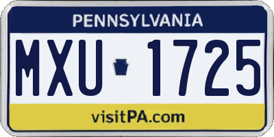 PA license plate MXU1725