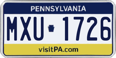 PA license plate MXU1726