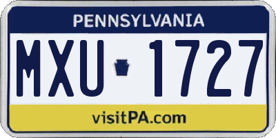 PA license plate MXU1727