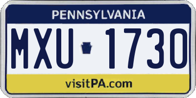 PA license plate MXU1730