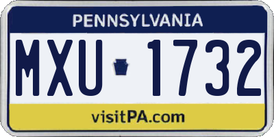 PA license plate MXU1732