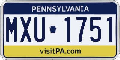 PA license plate MXU1751
