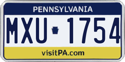 PA license plate MXU1754