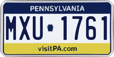 PA license plate MXU1761