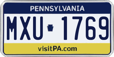 PA license plate MXU1769