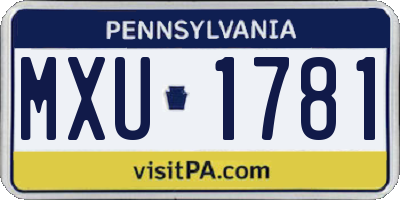 PA license plate MXU1781
