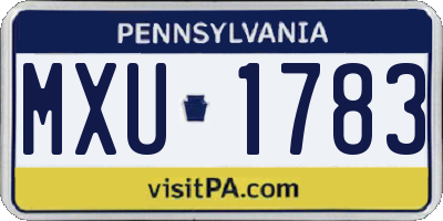 PA license plate MXU1783