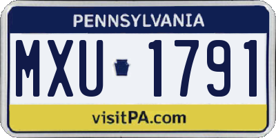 PA license plate MXU1791