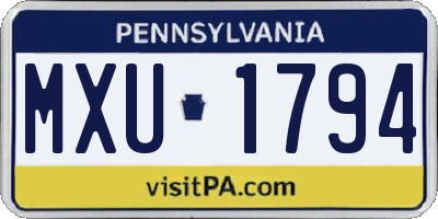 PA license plate MXU1794