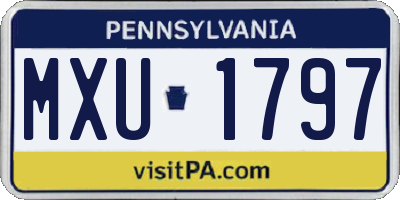 PA license plate MXU1797