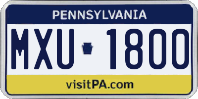 PA license plate MXU1800