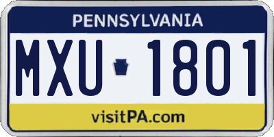 PA license plate MXU1801