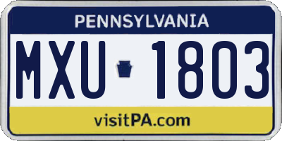 PA license plate MXU1803