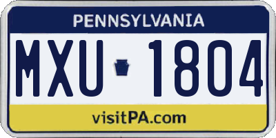 PA license plate MXU1804