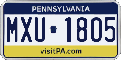 PA license plate MXU1805