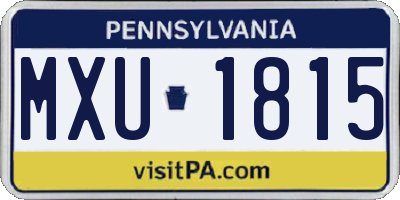 PA license plate MXU1815