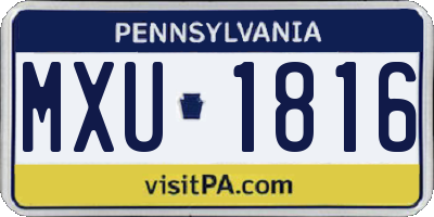 PA license plate MXU1816