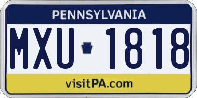 PA license plate MXU1818