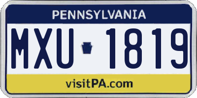PA license plate MXU1819