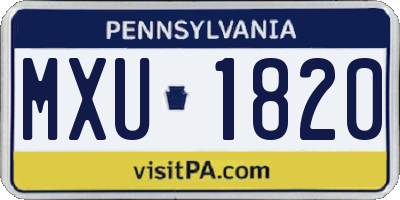 PA license plate MXU1820