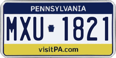 PA license plate MXU1821