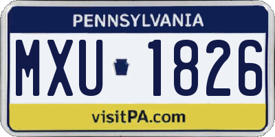 PA license plate MXU1826