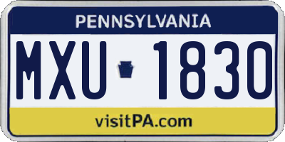 PA license plate MXU1830