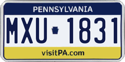 PA license plate MXU1831