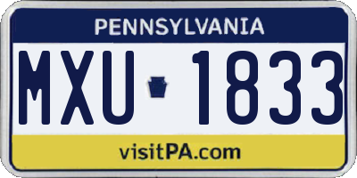 PA license plate MXU1833
