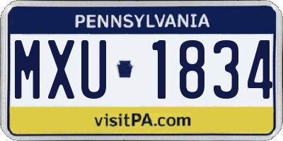 PA license plate MXU1834