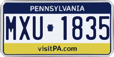 PA license plate MXU1835