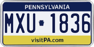 PA license plate MXU1836